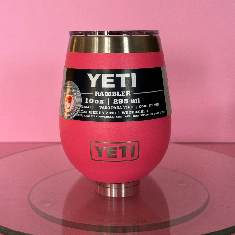 Yeti Rambler 10oz Wine Tumbler - Bright Tropical Pink with Stainless Trim